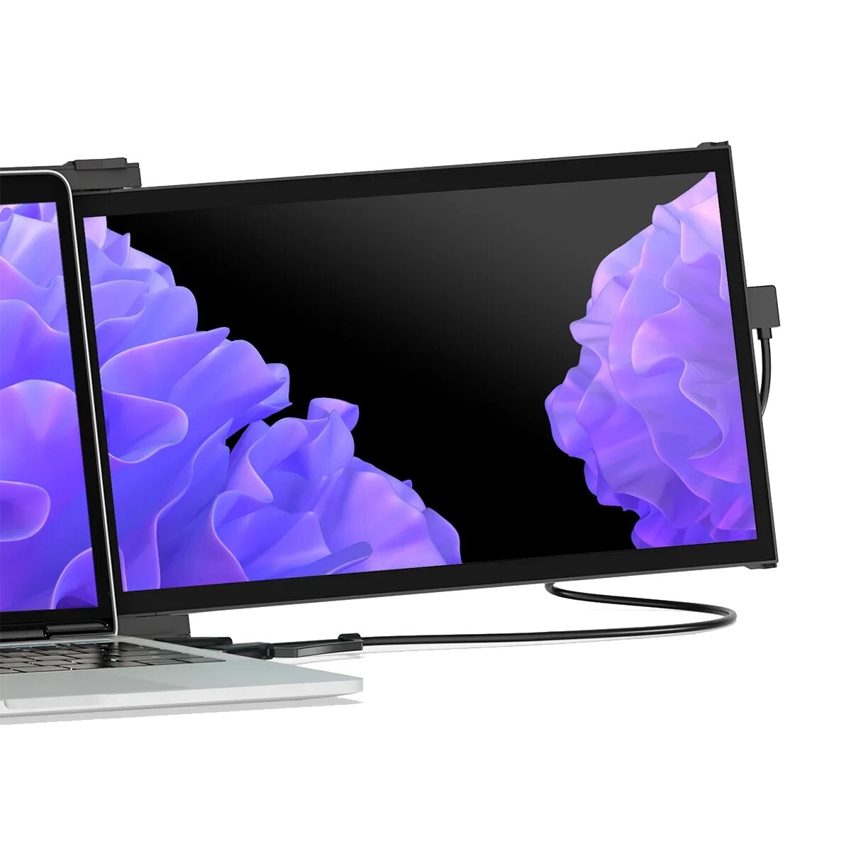 Mobile Pixels Duex Plus DS portable second screen extended from the side of a laptop