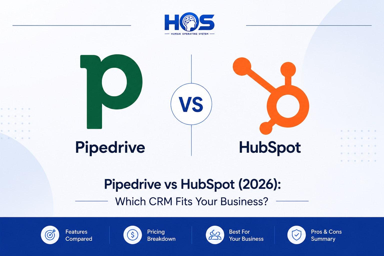 A clean comparison of Pipedrive and HubSpot CRM platforms for businesses evaluating sales tools, pricing, automation, and long-term fit.